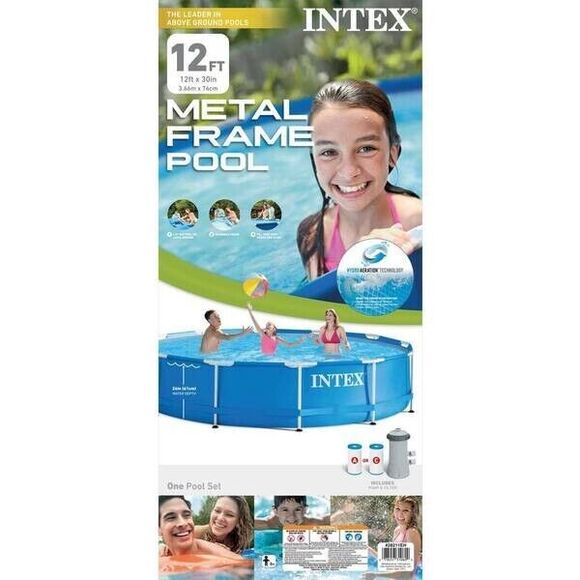 Intex 12' x 30" Metal Frame Above Ground Pool with Filter Pump SHIPS FAST !!! - Picture 5 of 6